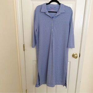 Vineyard Vines Blue and White Striped Performance Margo midi dress Size L